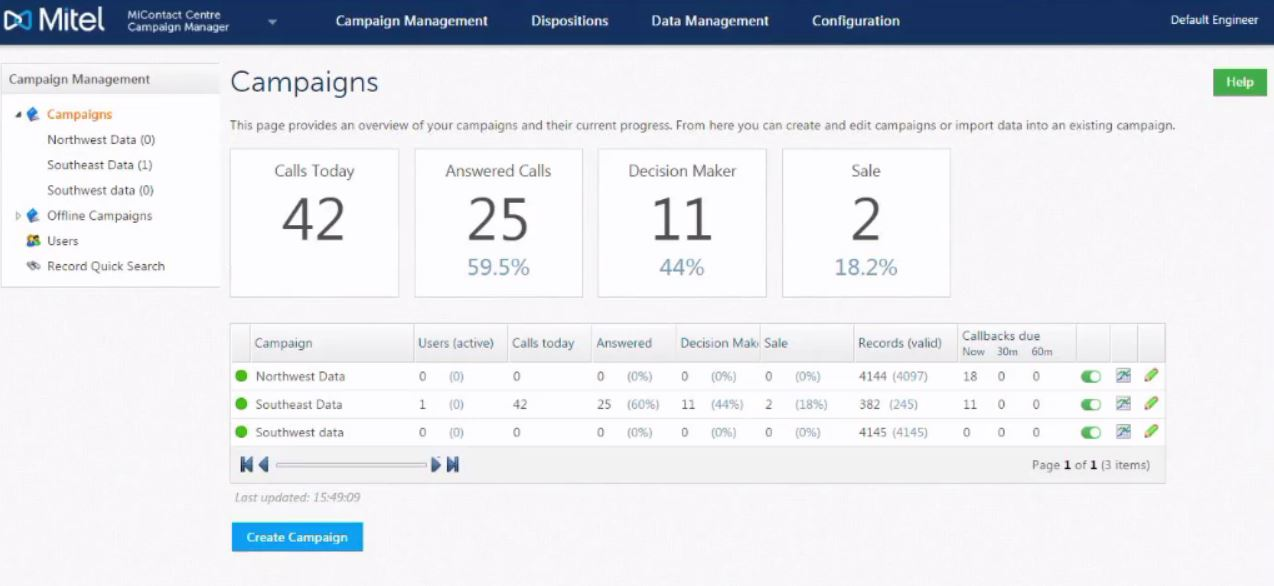 screenshot of MiContact Center Business